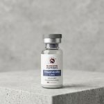 5mg vial of Tesamorelin lyophilized research-grade peptide powder for GHRH receptor and endocrine studies