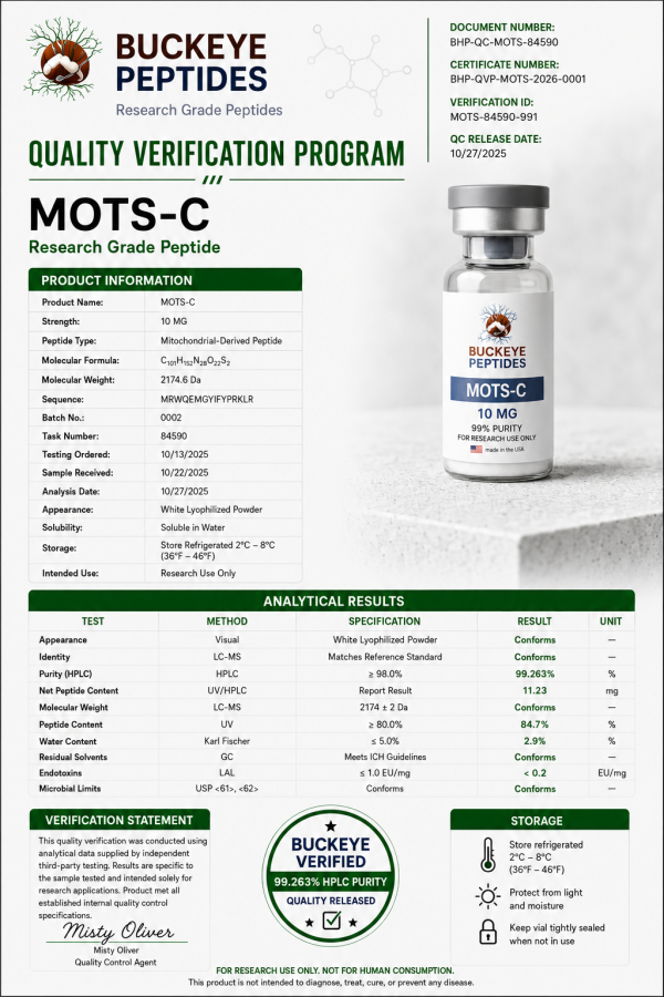 Buckeye peptides mots c (10mg) qvp Buckeye peptides mots c (10mg) qvp