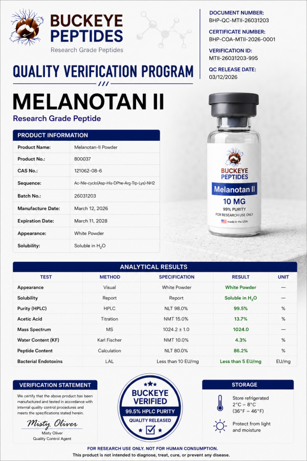 Buckeye peptides melanotan ii (10mg) qvp