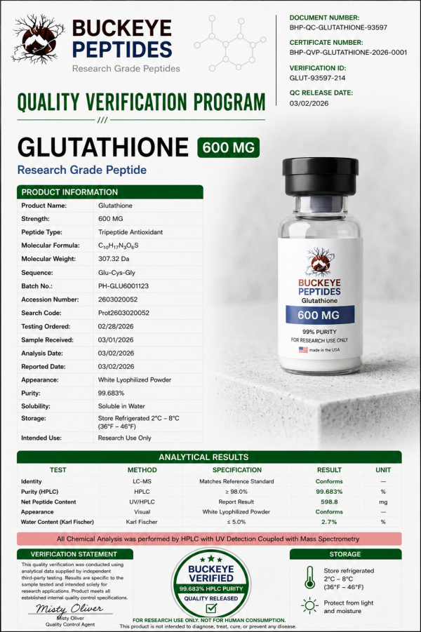 Buckeye peptides glutathione (600mg) qvp
