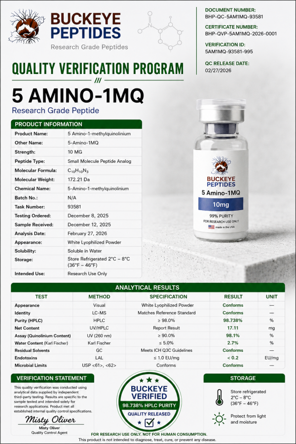 Buckeye peptides 5 amino 1mq (10mg) qvp
